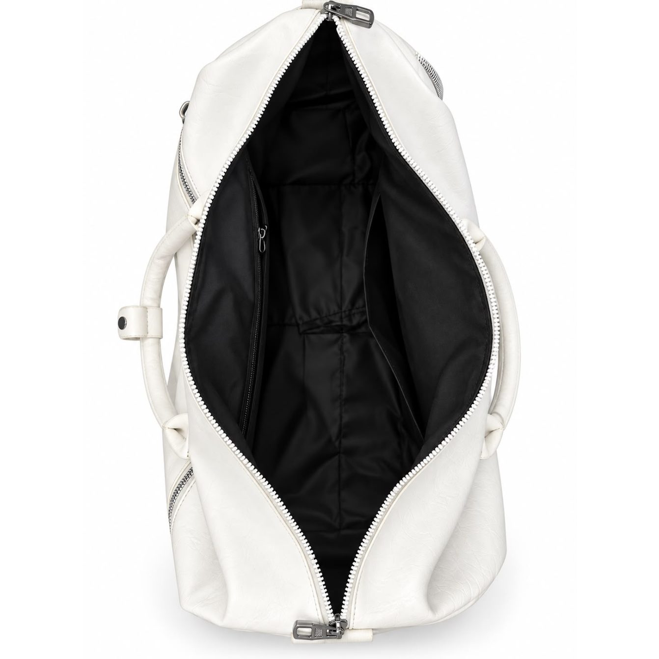 Off white leather duffle bag