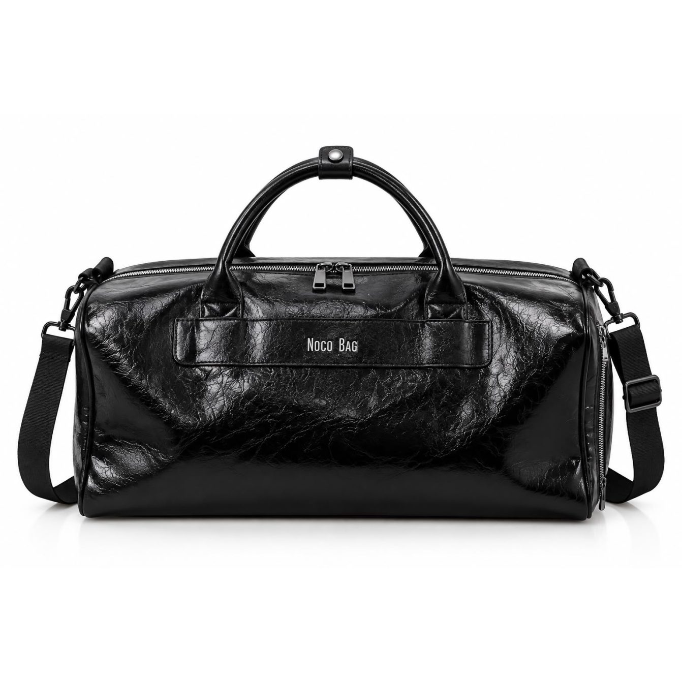 Black leather duffle bag Black leather duffle bag