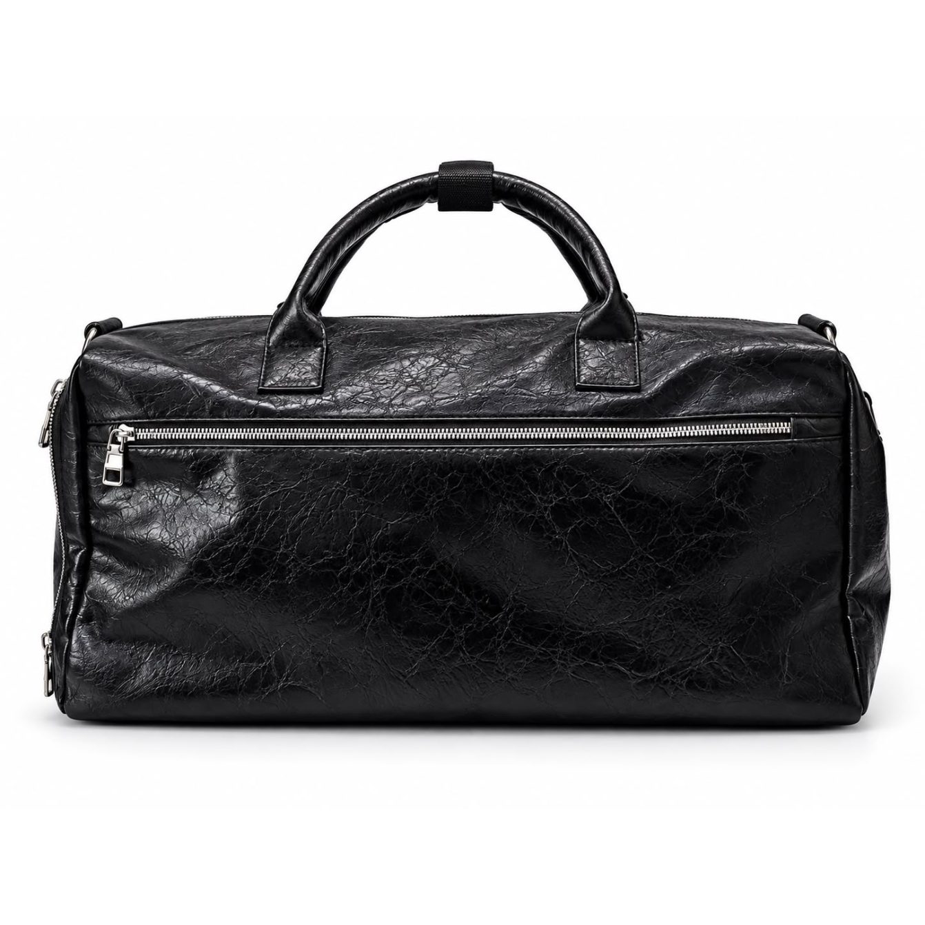 Black leather duffle bag Black leather duffle bag