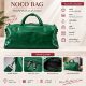 Green leather duffle bag