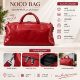Burgundy leather duffle bag