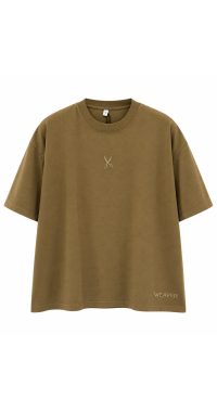 Plain Washed Oversize T-shirt - Light Brown