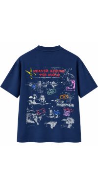 8013_ Stamps T-shirt Oversize - Blue
