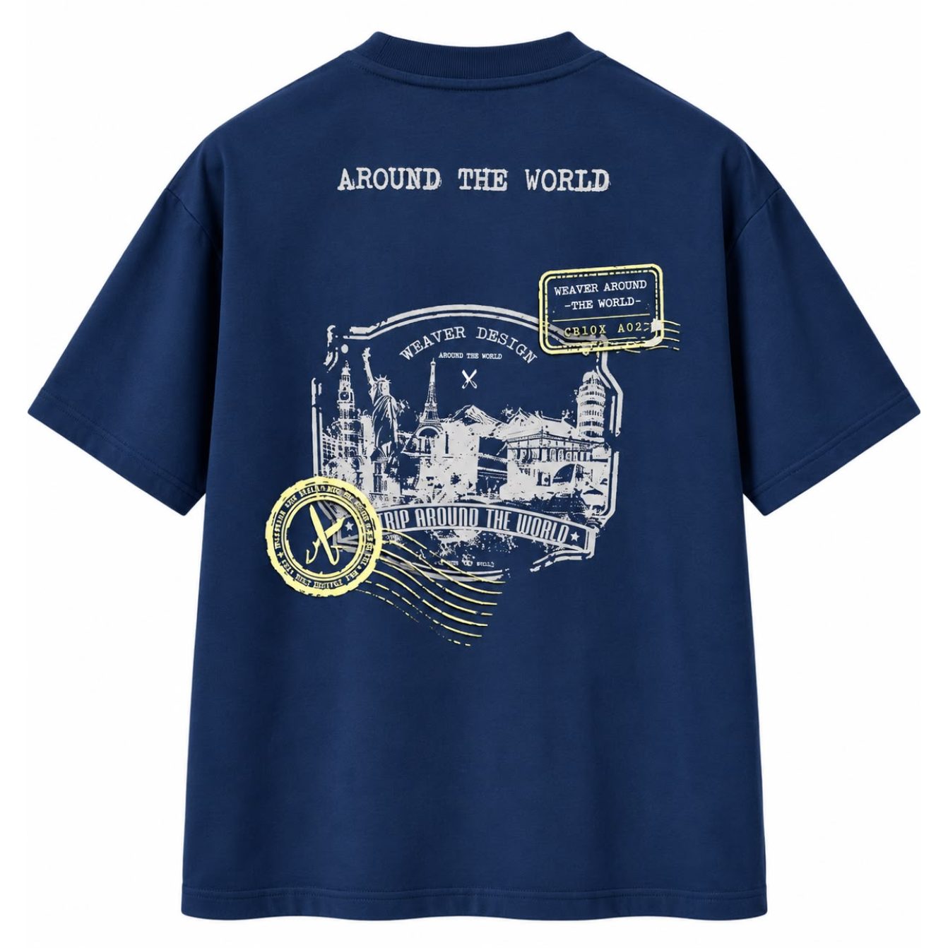 8011 _ Stamps T-shirt Oversize - Navy Blue