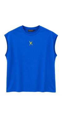 Short Sleeve Over Sized T-shirt - Blue/Yellow Short Sleeve Over Sized T-shirt - Blue/Yellow