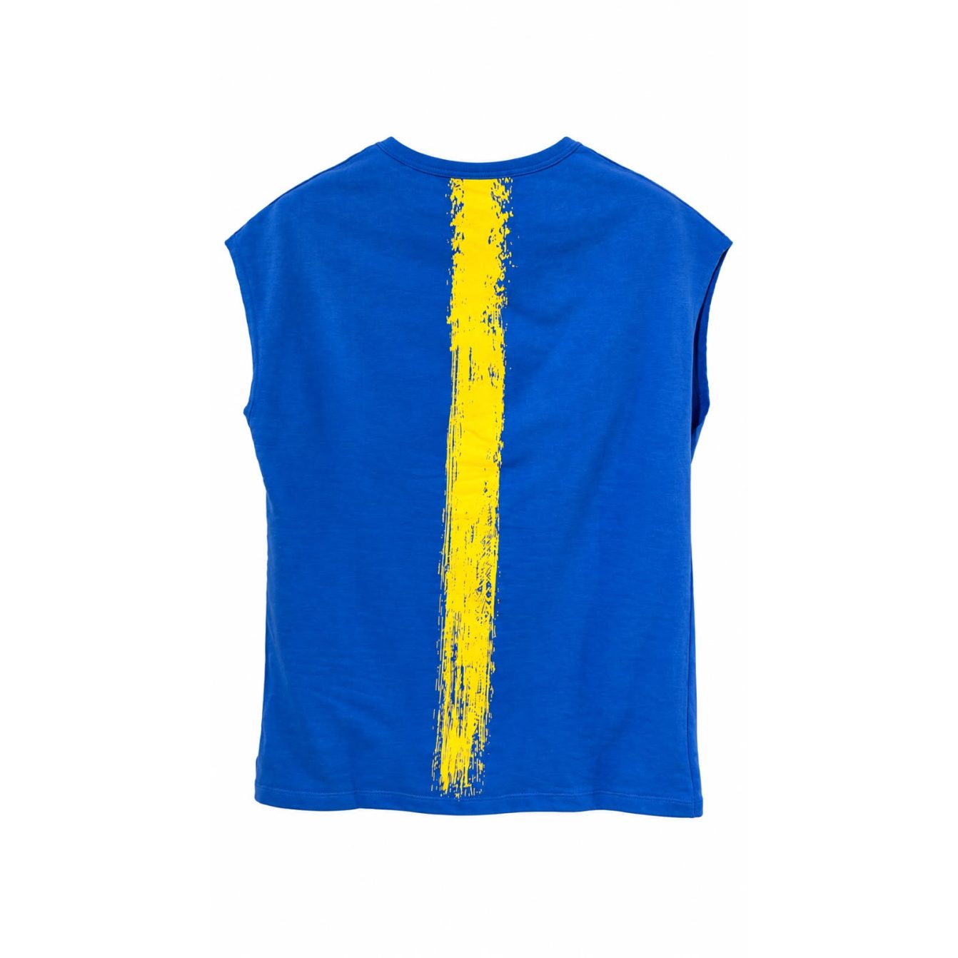 Short Sleeve Over Sized T-shirt - Blue/Yellow