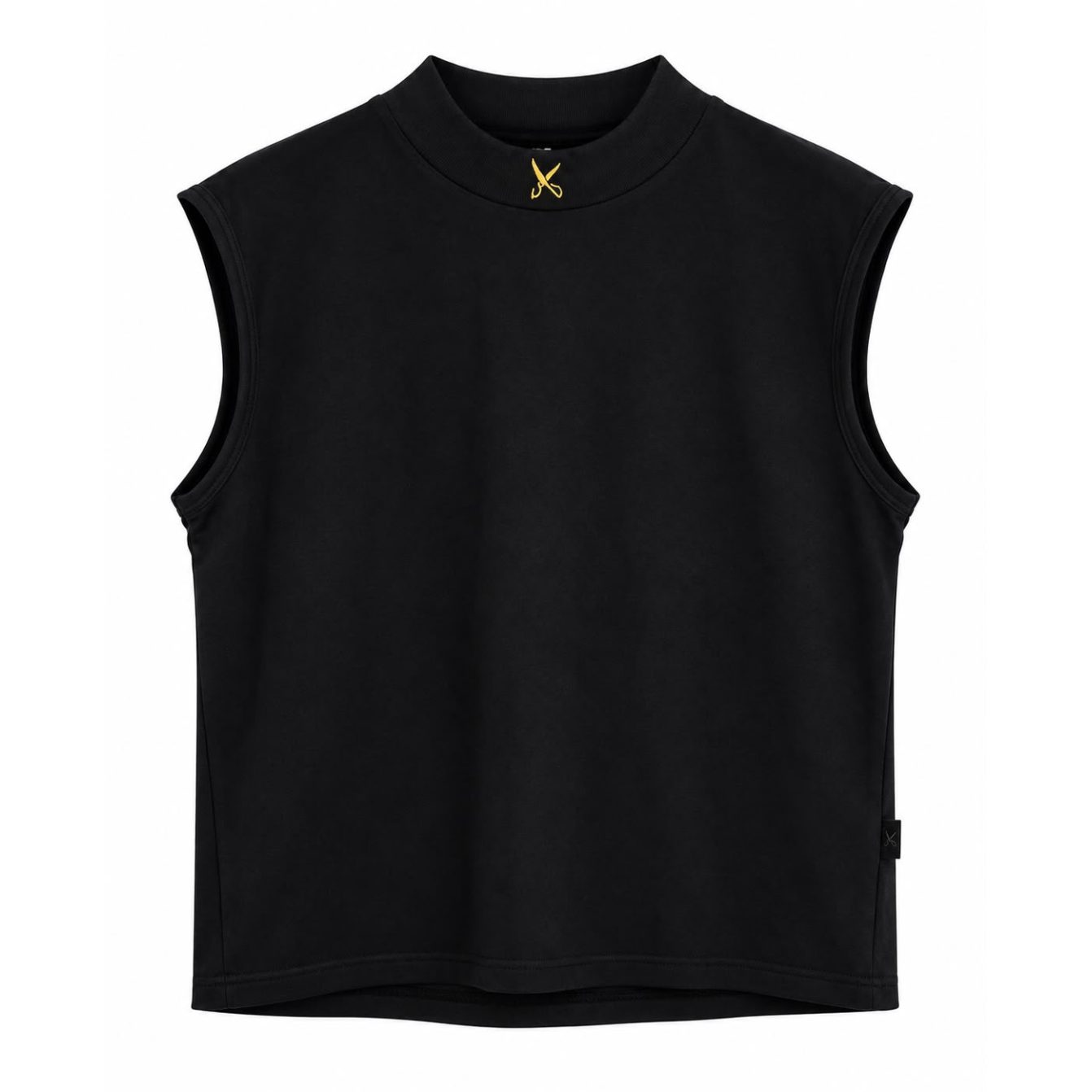 Plain Short Sleeve with Turtleneck - Black