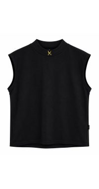 Plain Short Sleeve with Turtleneck - Black