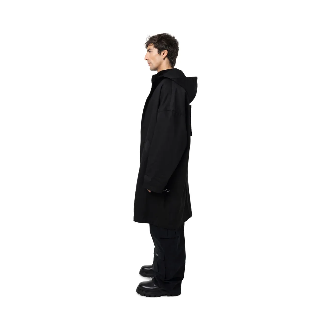 Freeminds - Distressed cotton black parka