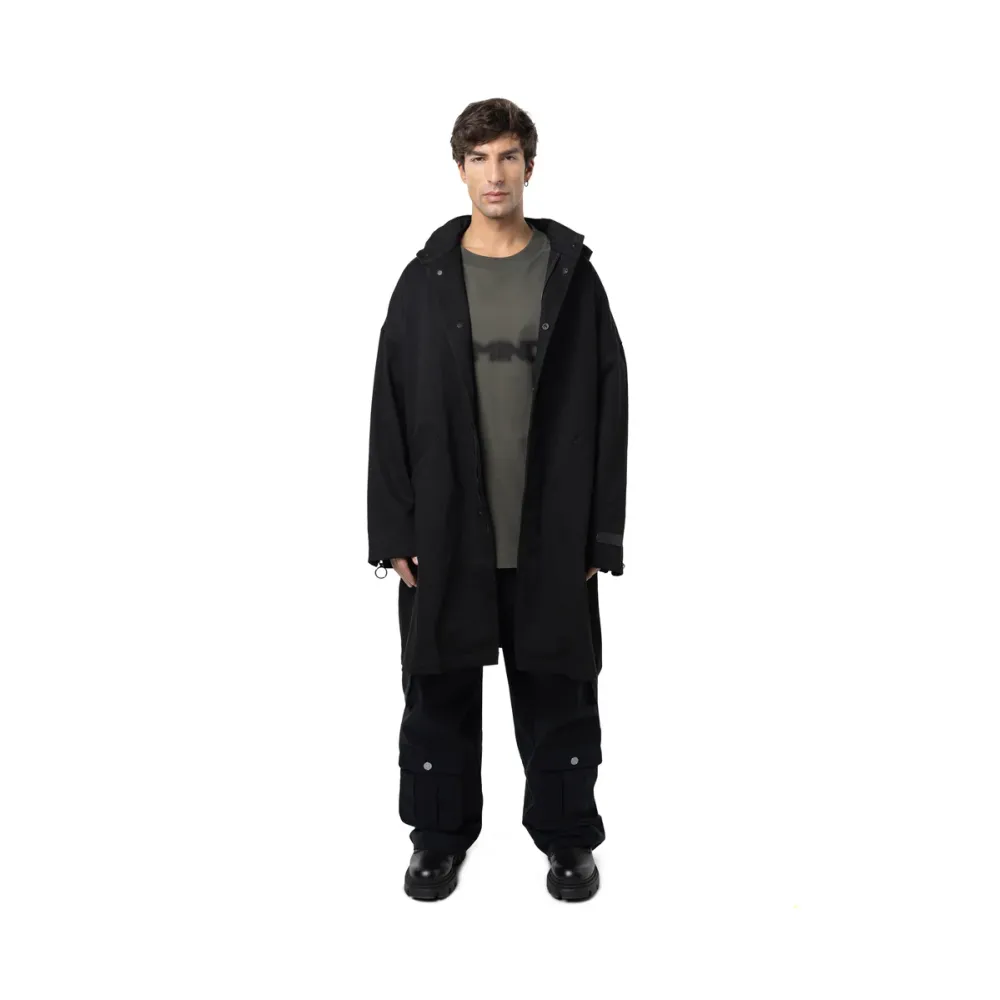 Freeminds - Distressed cotton black parka