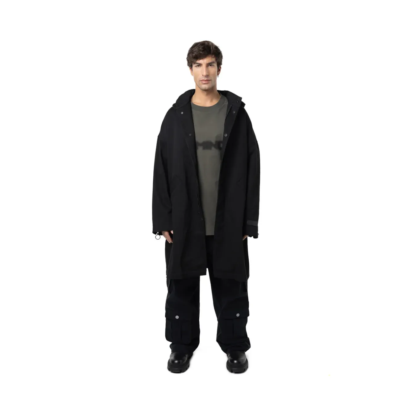Freeminds - Distressed cotton black parka