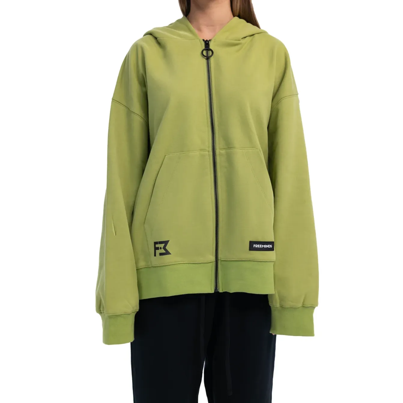 Freeminds - CYBER LIME FLEECE ZIP-UP HOODIE