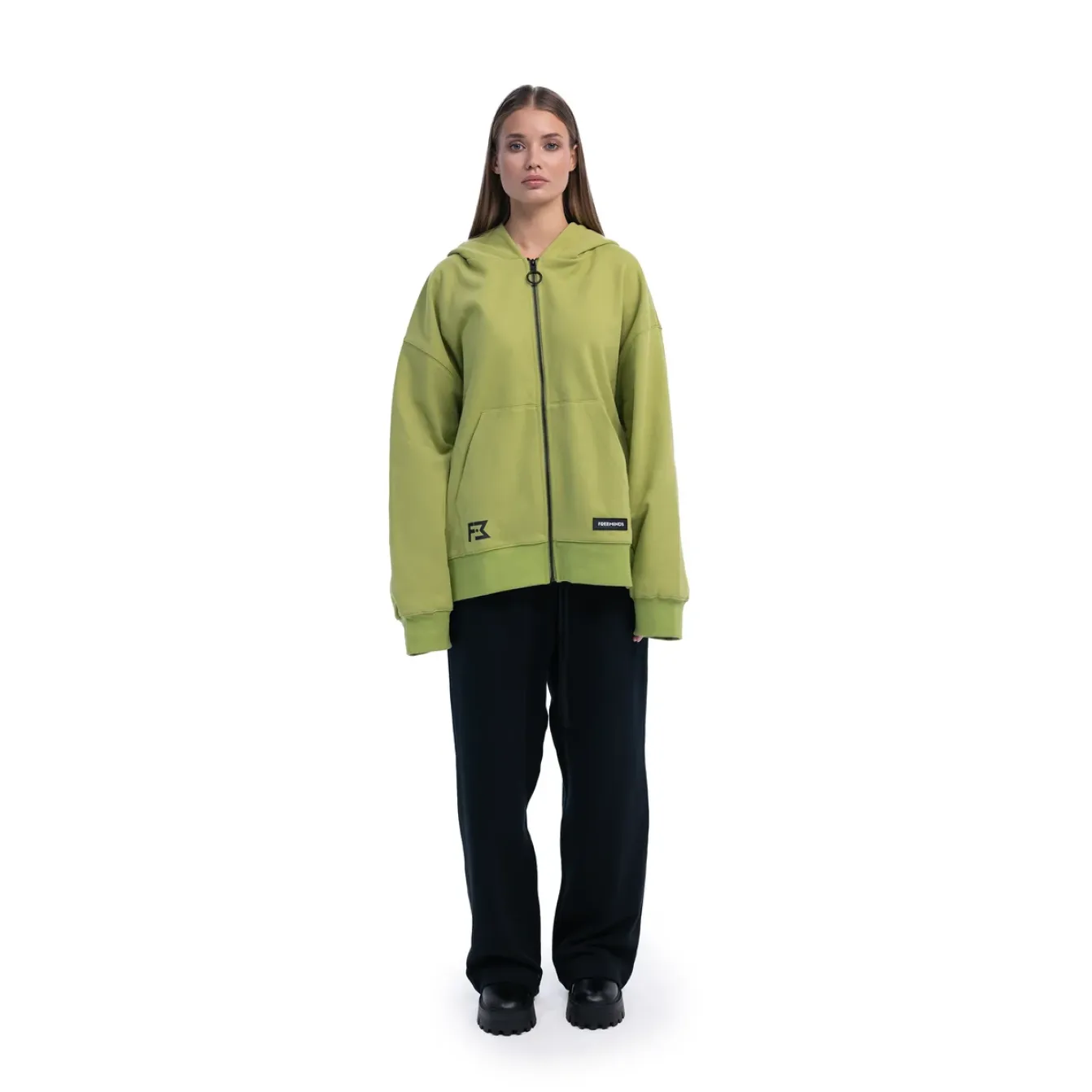 Freeminds - CYBER LIME FLEECE ZIP-UP HOODIE