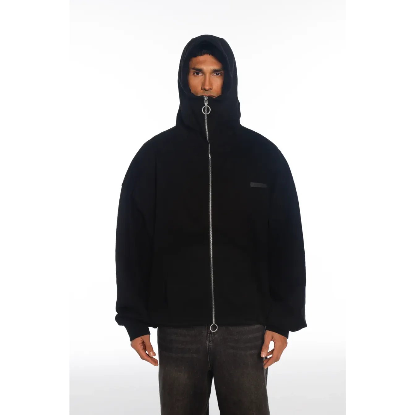 Freeminds Zip Up Washed Black Sweatshirt