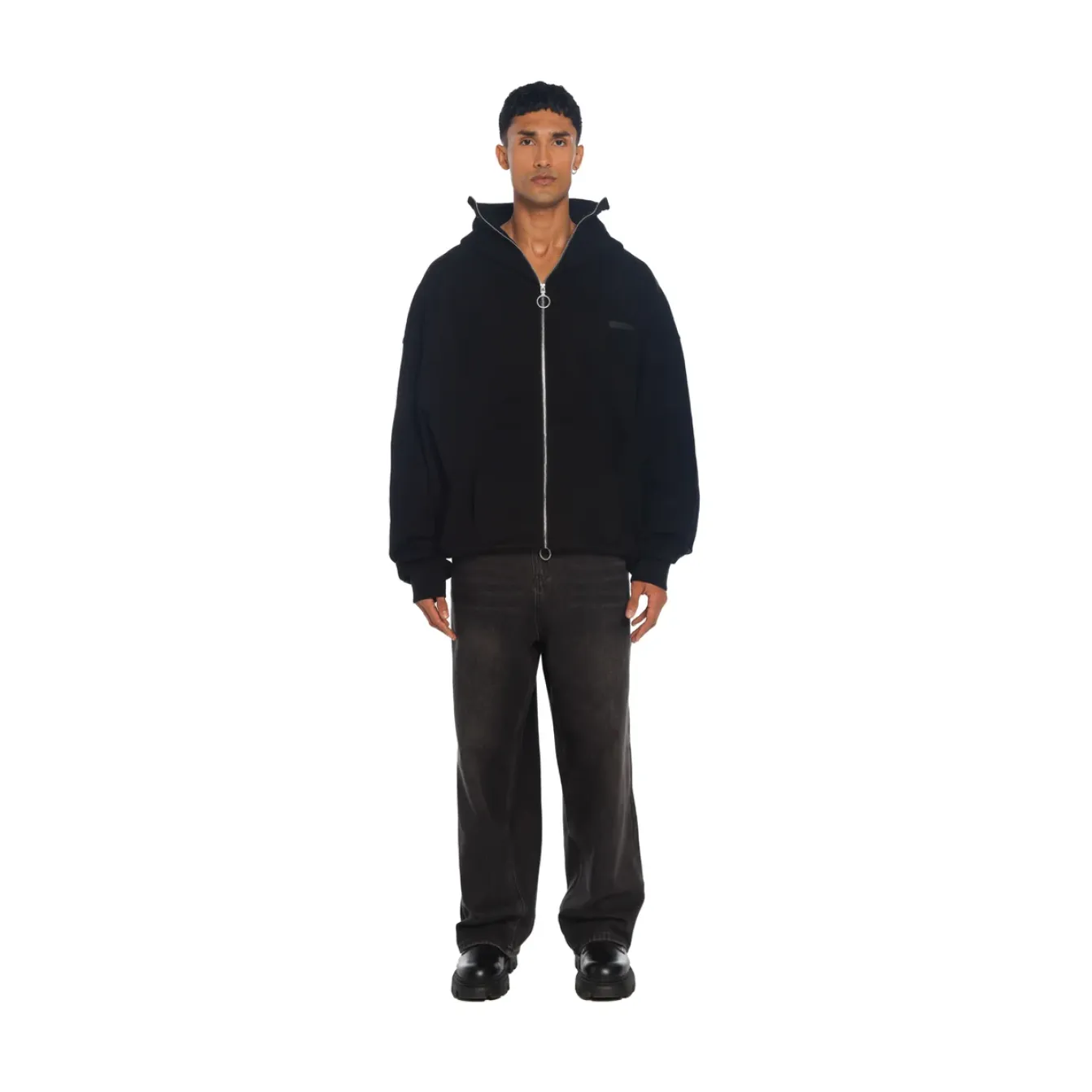 Freeminds Zip Up Washed Black Sweatshirt