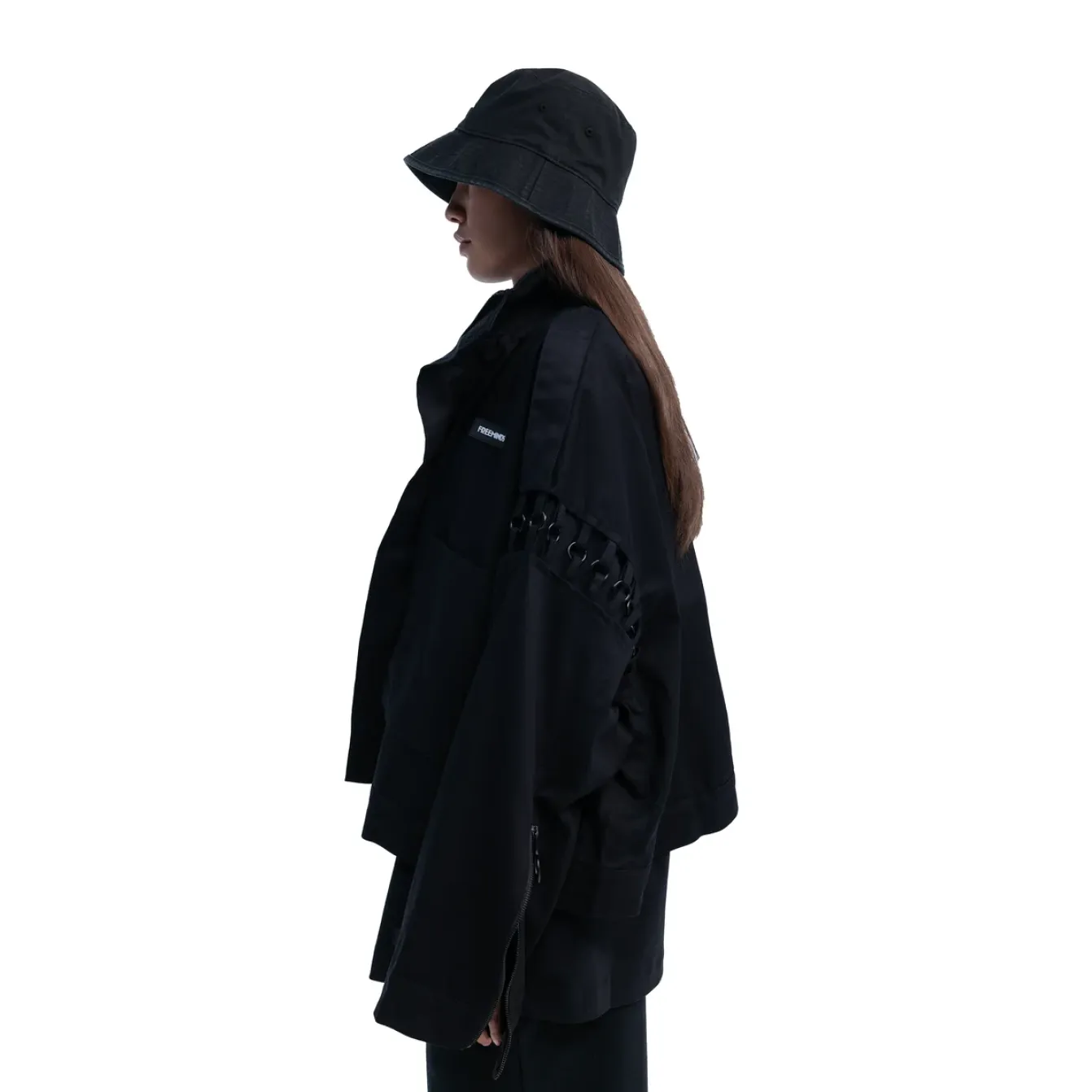 Freeminds - BLACK ZIP-UP CROPPED JACKET