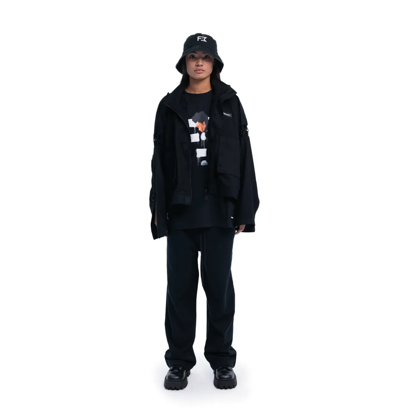 Freeminds - BLACK ZIP-UP CROPPED JACKET
