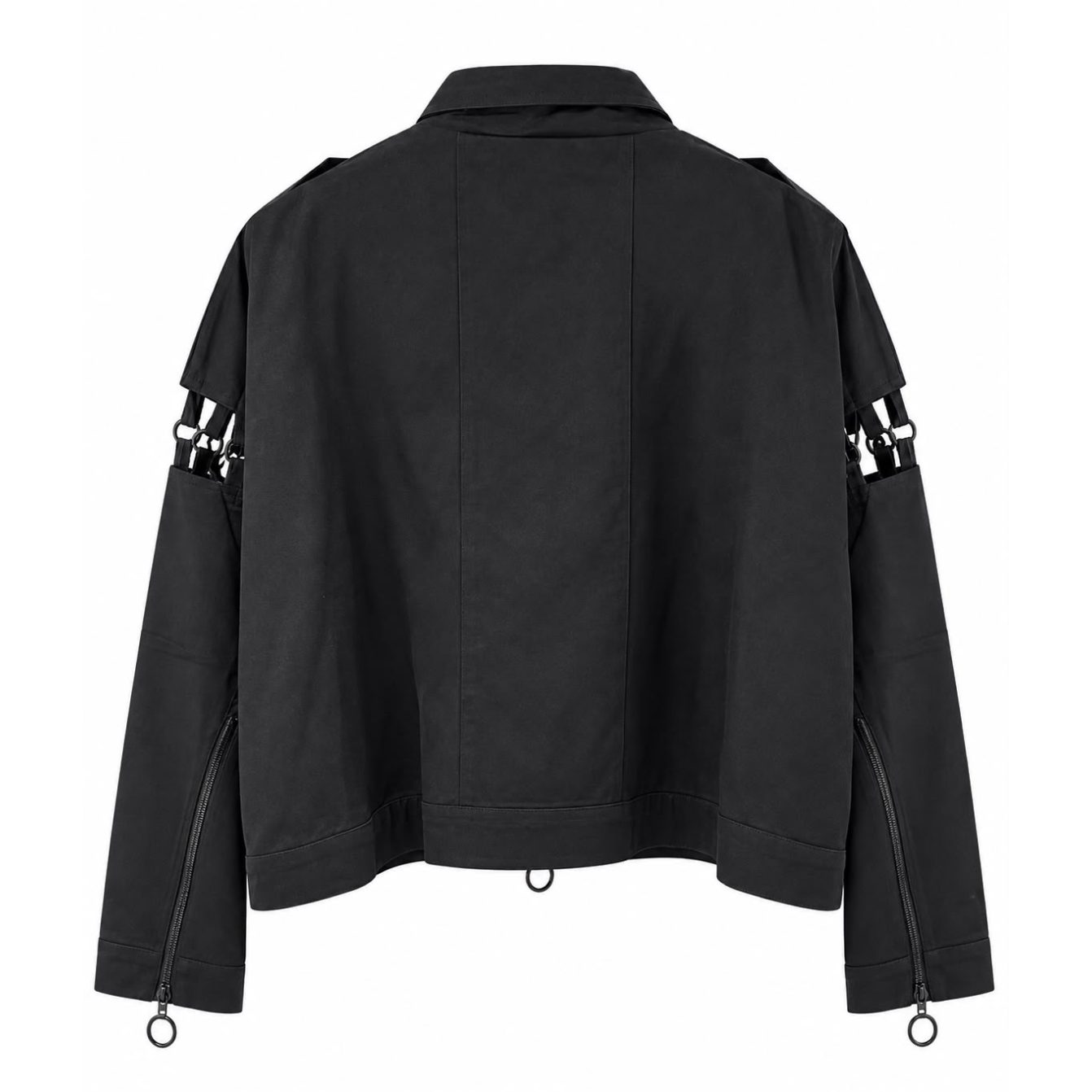 FREEMINDS - UNISEX BLACK ZIP-UP CROPPED JACKET