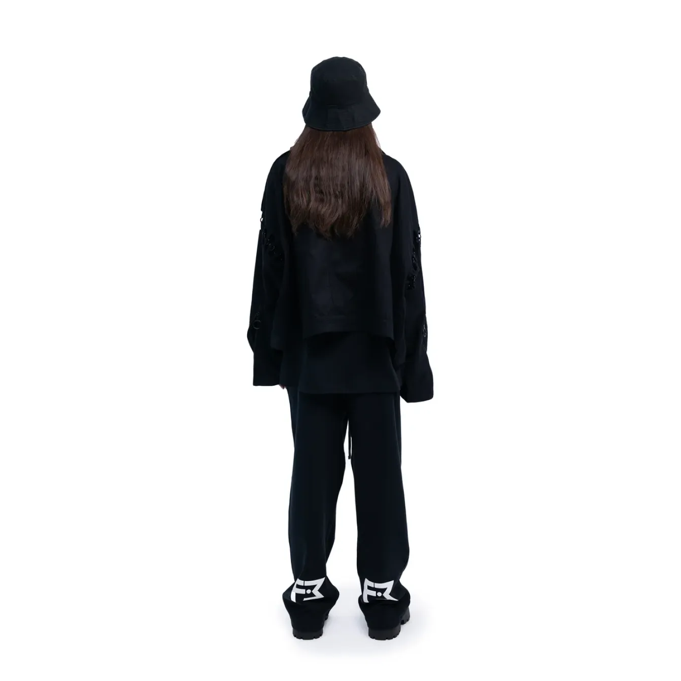 FREEMINDS - UNISEX BLACK ZIP-UP CROPPED JACKET