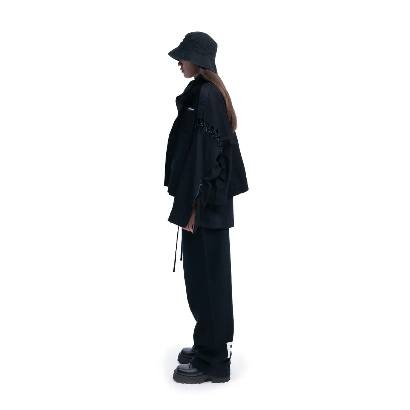 FREEMINDS - UNISEX BLACK ZIP-UP CROPPED JACKET