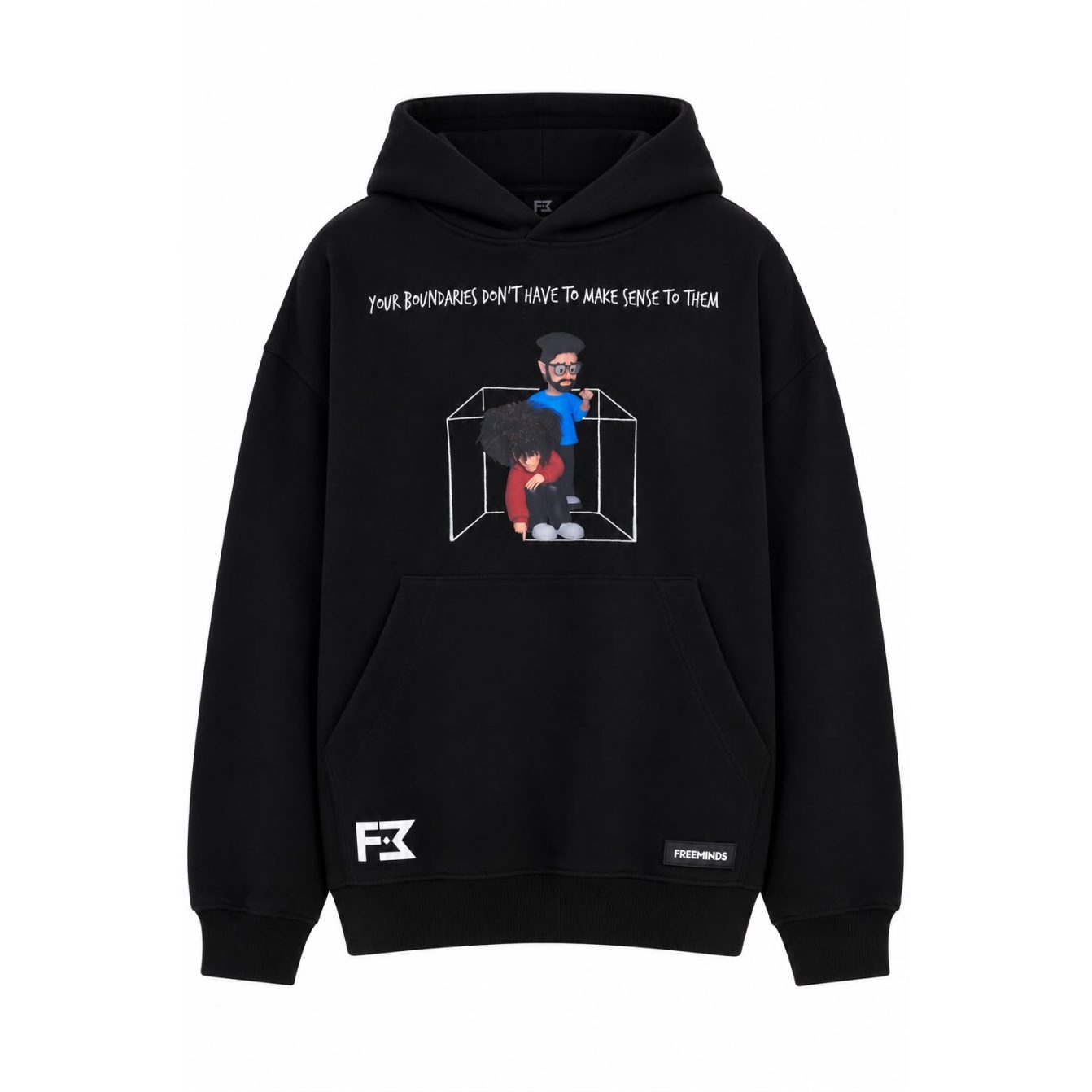 Freeminds - BLACK BOUNDARIES OVERSIZED HOODIE Freeminds - BLACK BOUNDARIES OVERSIZED HOODIE
