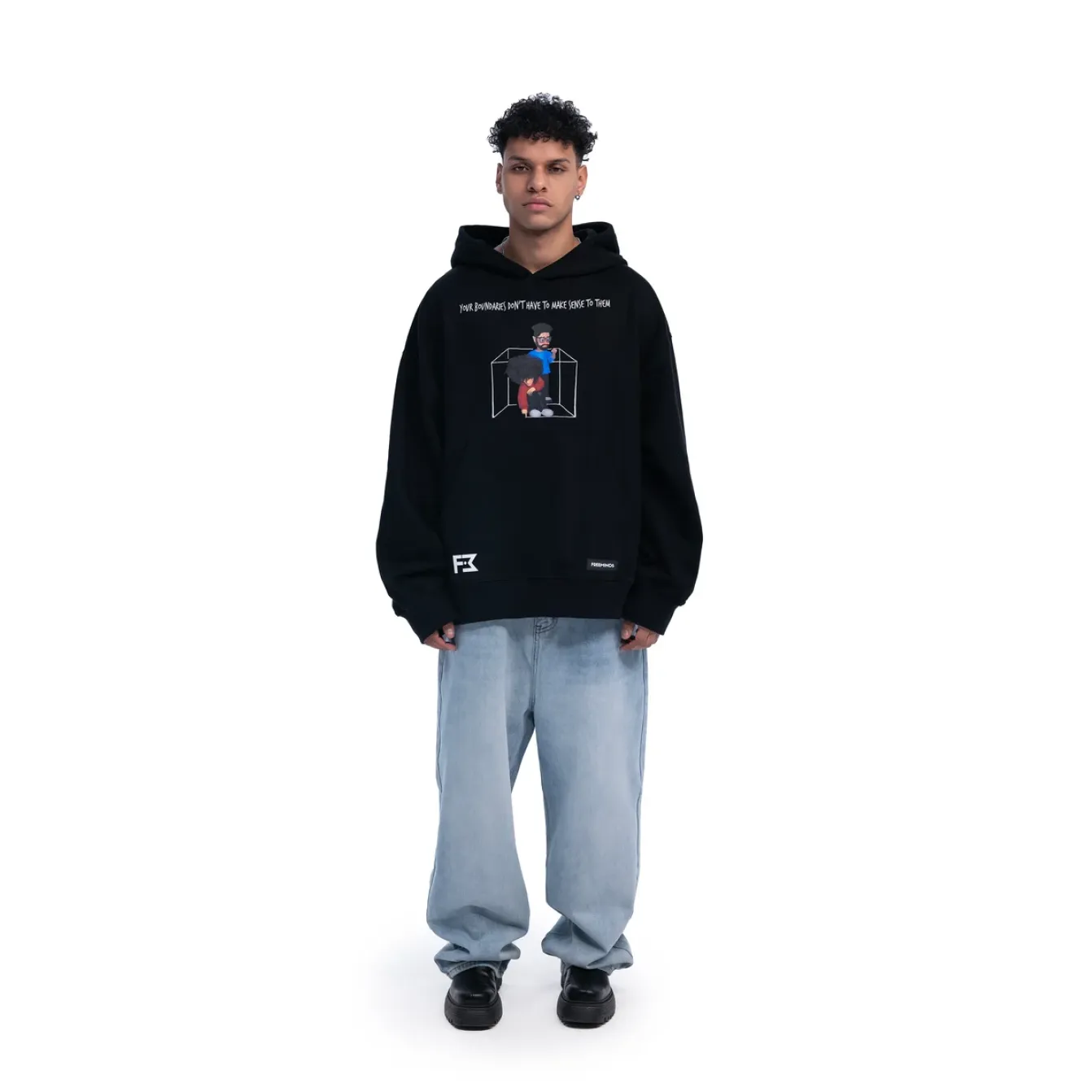 Freeminds - BLACK BOUNDARIES OVERSIZED HOODIE Freeminds - BLACK BOUNDARIES OVERSIZED HOODIE