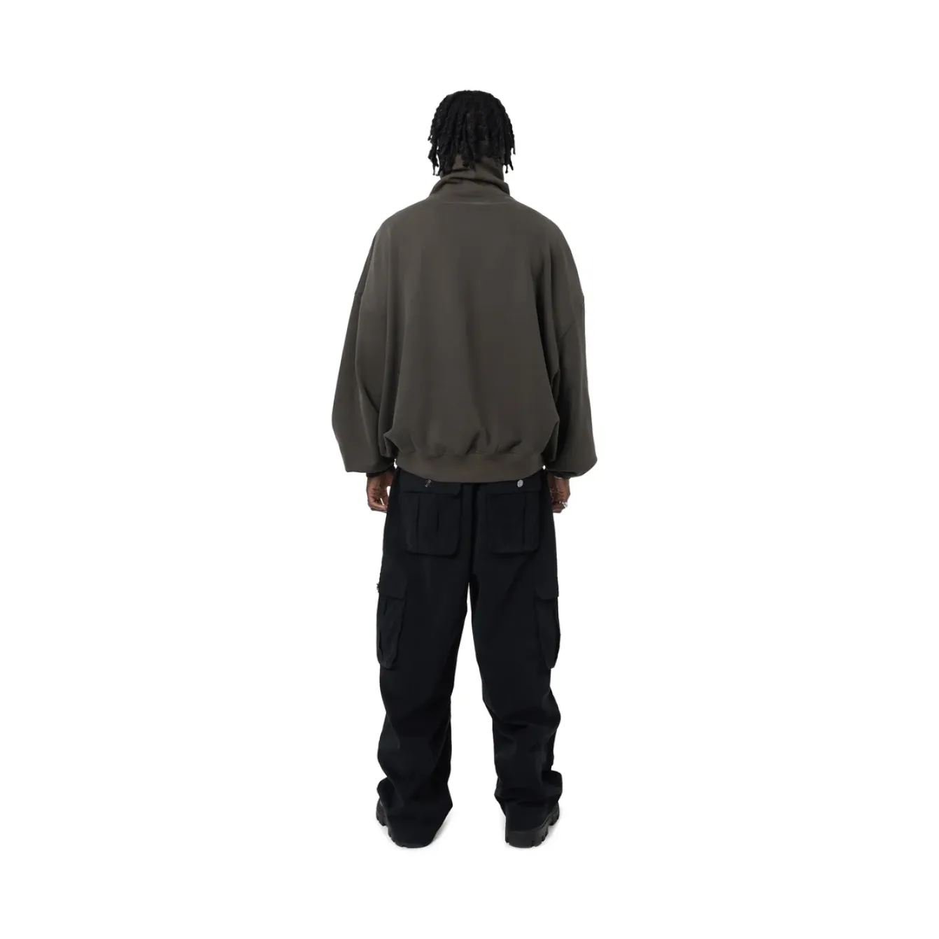 FREEMINDS - FREEMINDS FLEECE GREEN NAVY ZIP-UP SWEATSHIRT