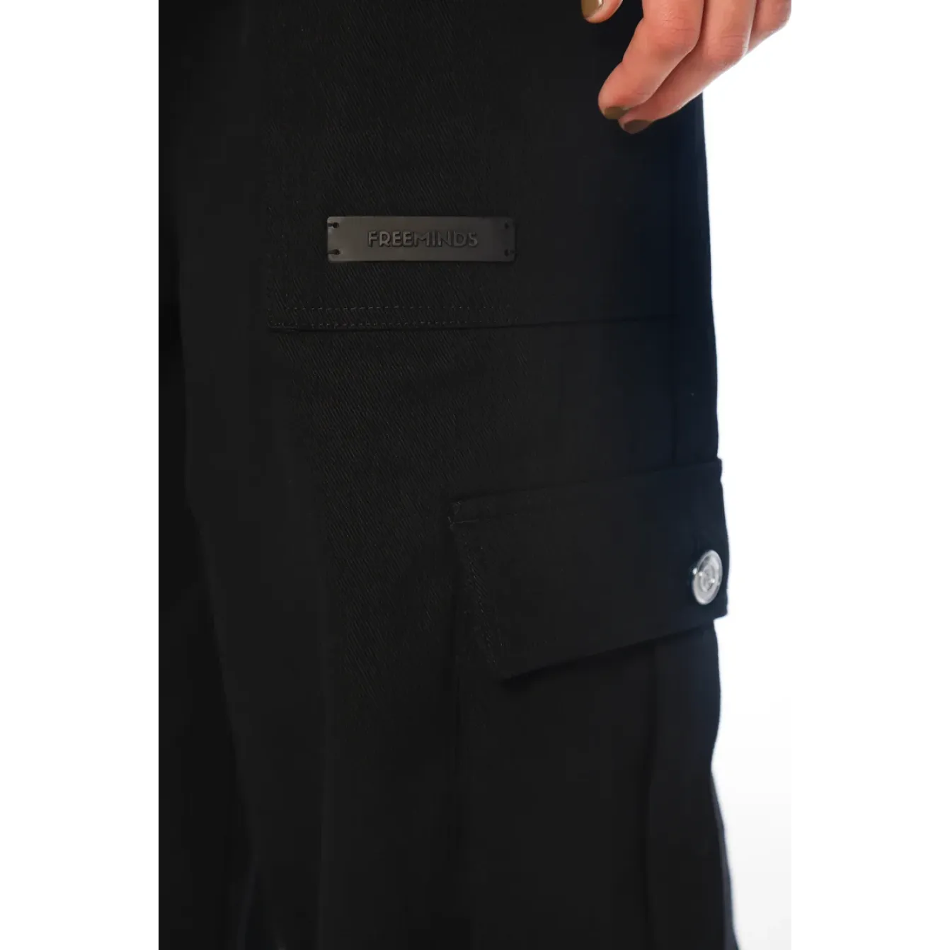 FREEMINDS - WASHED BLACK CARGO PANTS FREEMINDS - WASHED BLACK CARGO PANTS