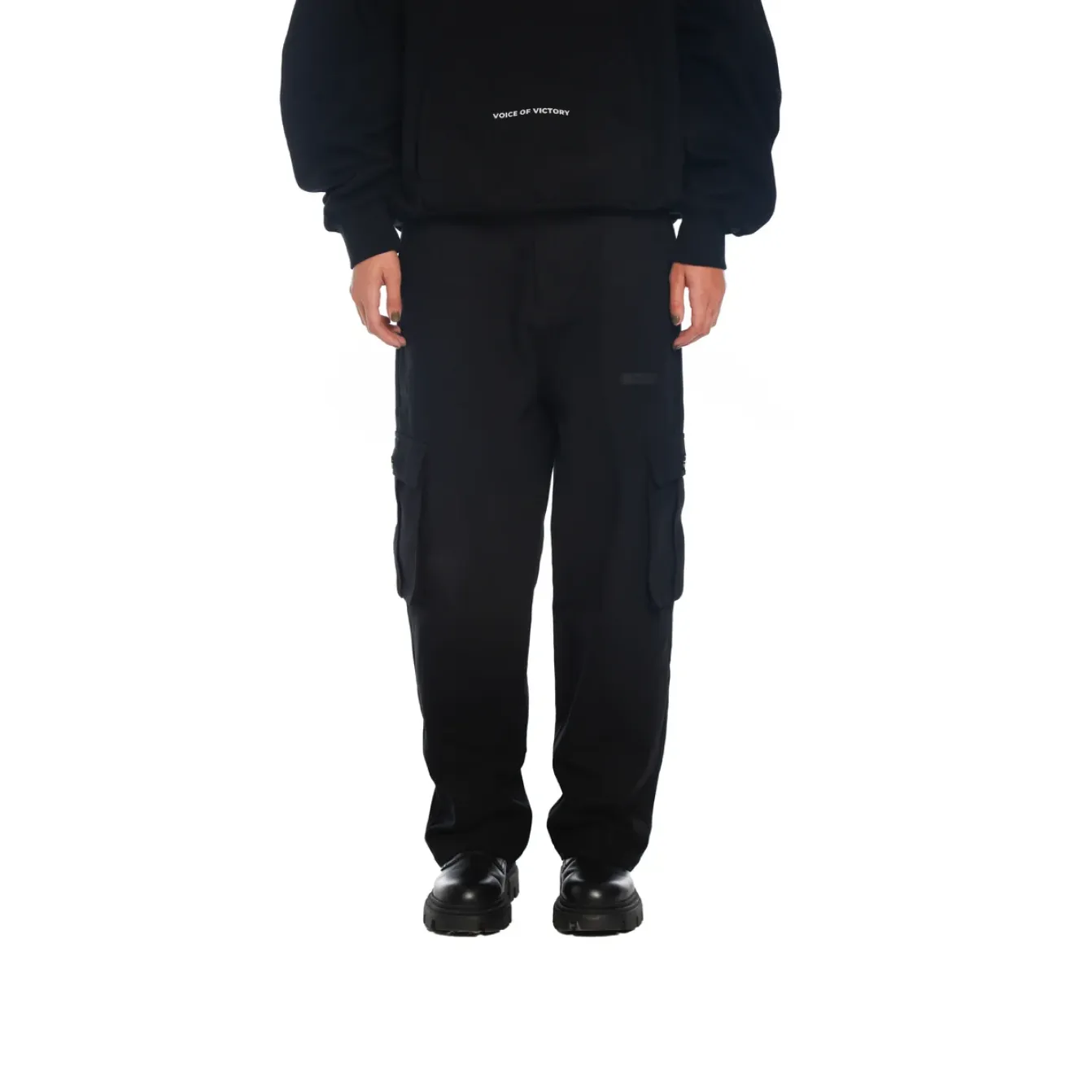 FREEMINDS - WASHED BLACK CARGO PANTS FREEMINDS - WASHED BLACK CARGO PANTS