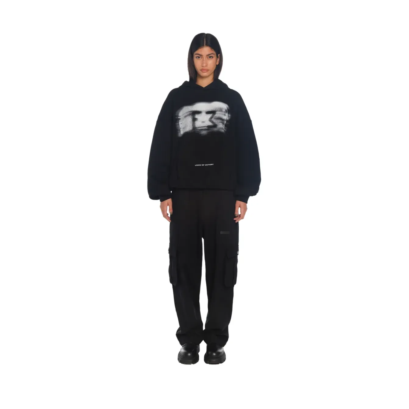FREEMINDS - WASHED BLACK CARGO PANTS FREEMINDS - WASHED BLACK CARGO PANTS