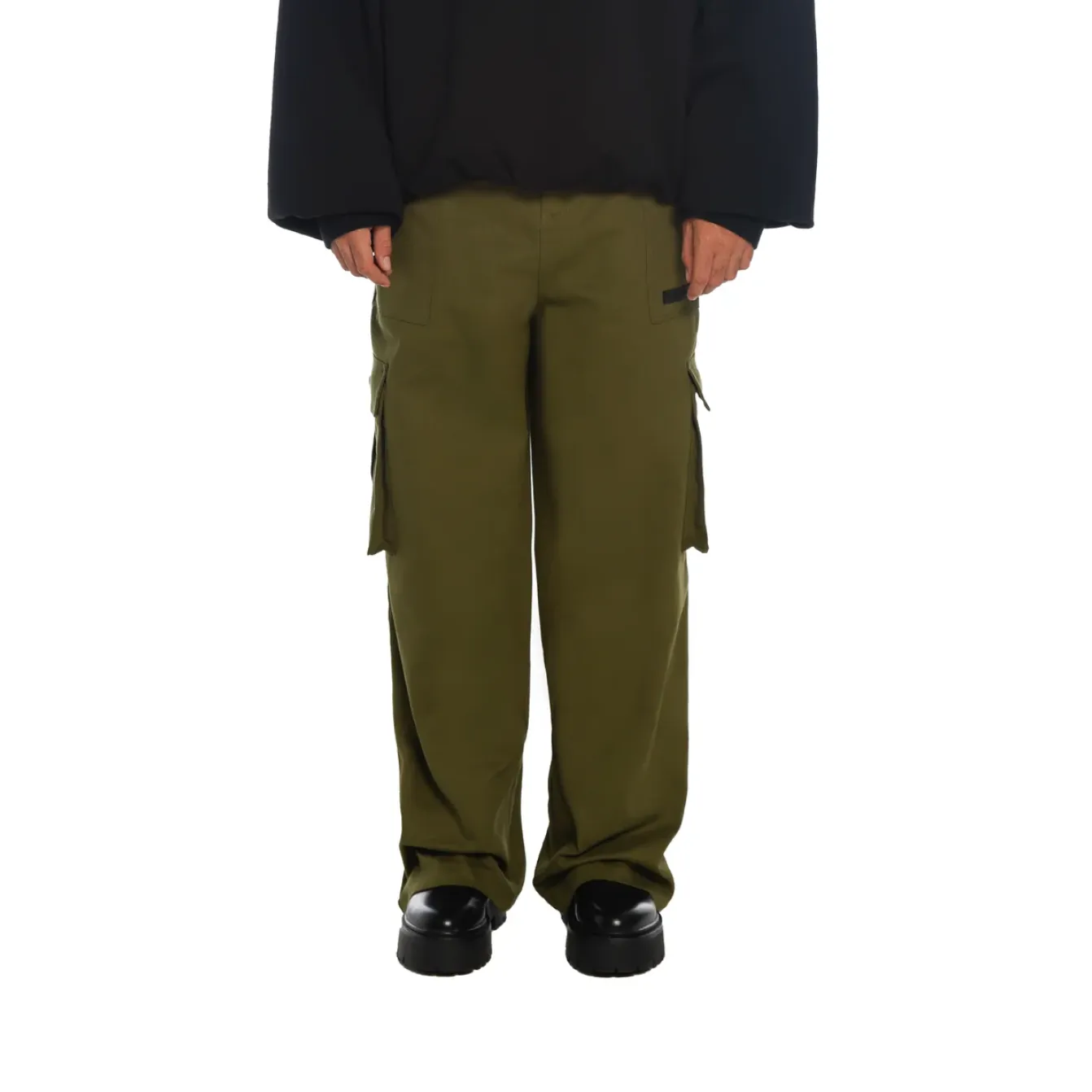 FREEMINDS - WASHED GREEN NAVY CARGO PANTS