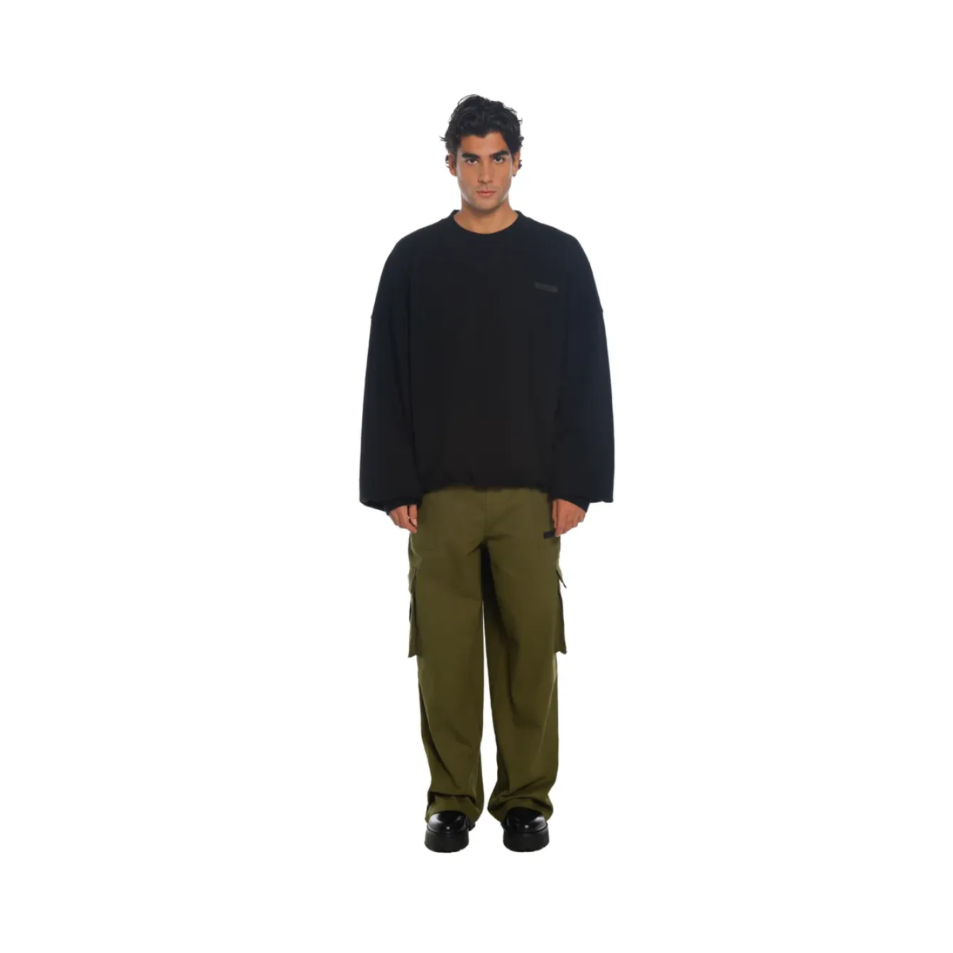 FREEMINDS - WASHED GREEN NAVY CARGO PANTS