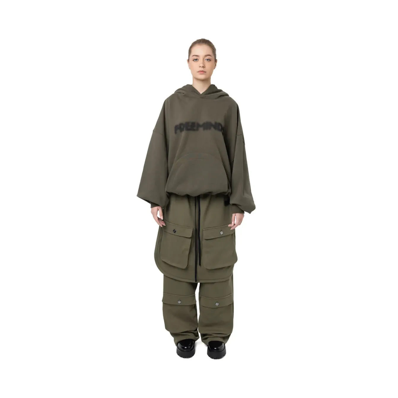 Freeminds - green navy Layered cargo sweatpant Freeminds - green navy Layered cargo sweatpant