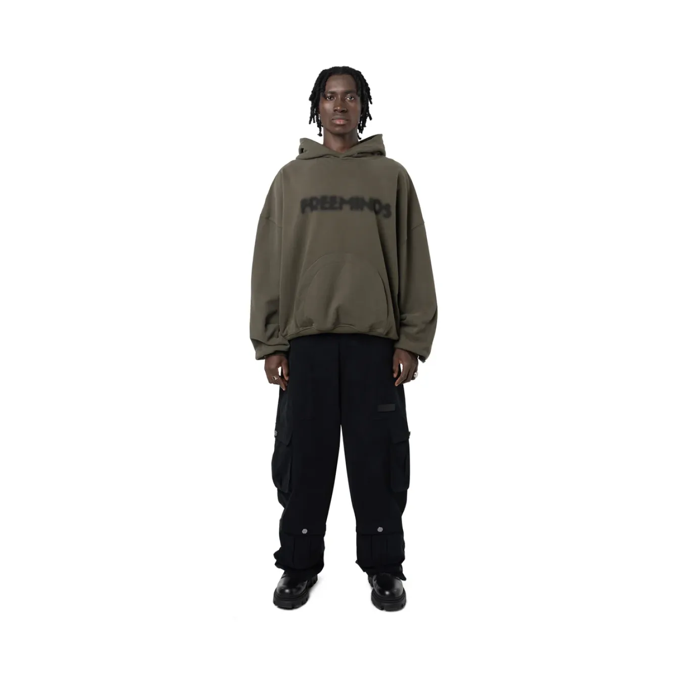 Freeminds - Fleece green navy hoodie