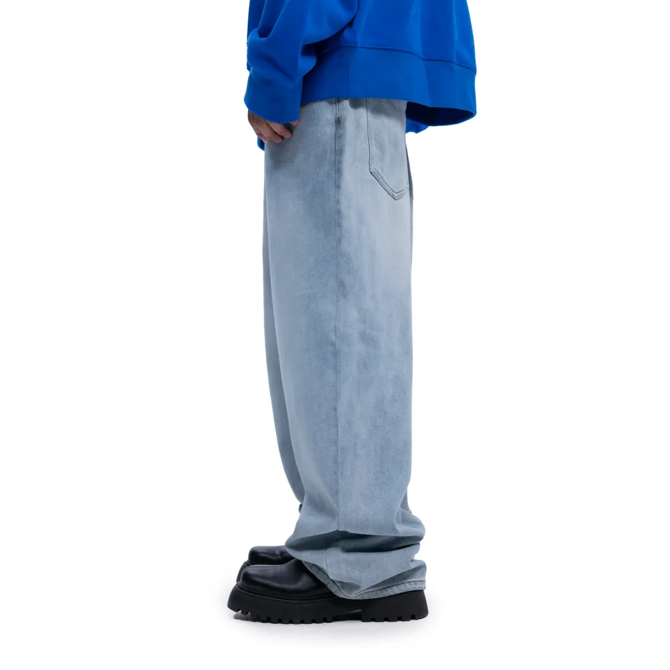 FADED EFFECT STRAIGHT LEG JEANS - FREEMINDS