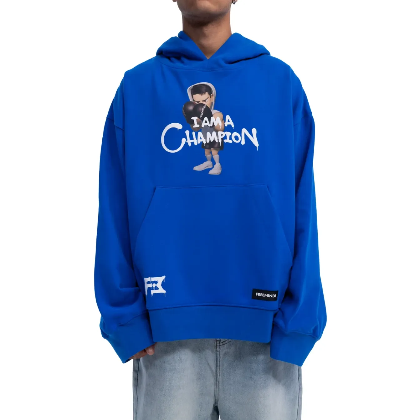 Freeminds - BLUE I AM A CHAMPION OVERSIZED HOODIE Freeminds - BLUE I AM A CHAMPION OVERSIZED HOODIE