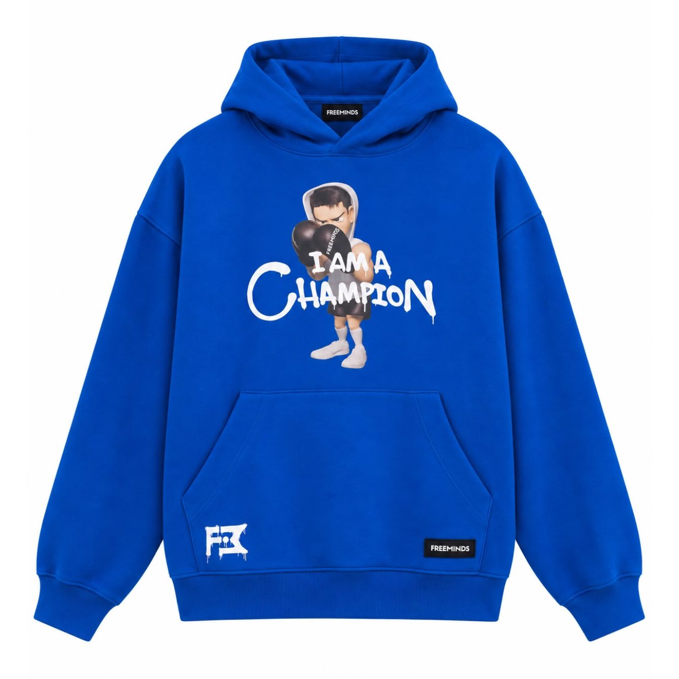 Freeminds - BLUE I AM A CHAMPION OVERSIZED HOODIE Freeminds - BLUE I AM A CHAMPION OVERSIZED HOODIE