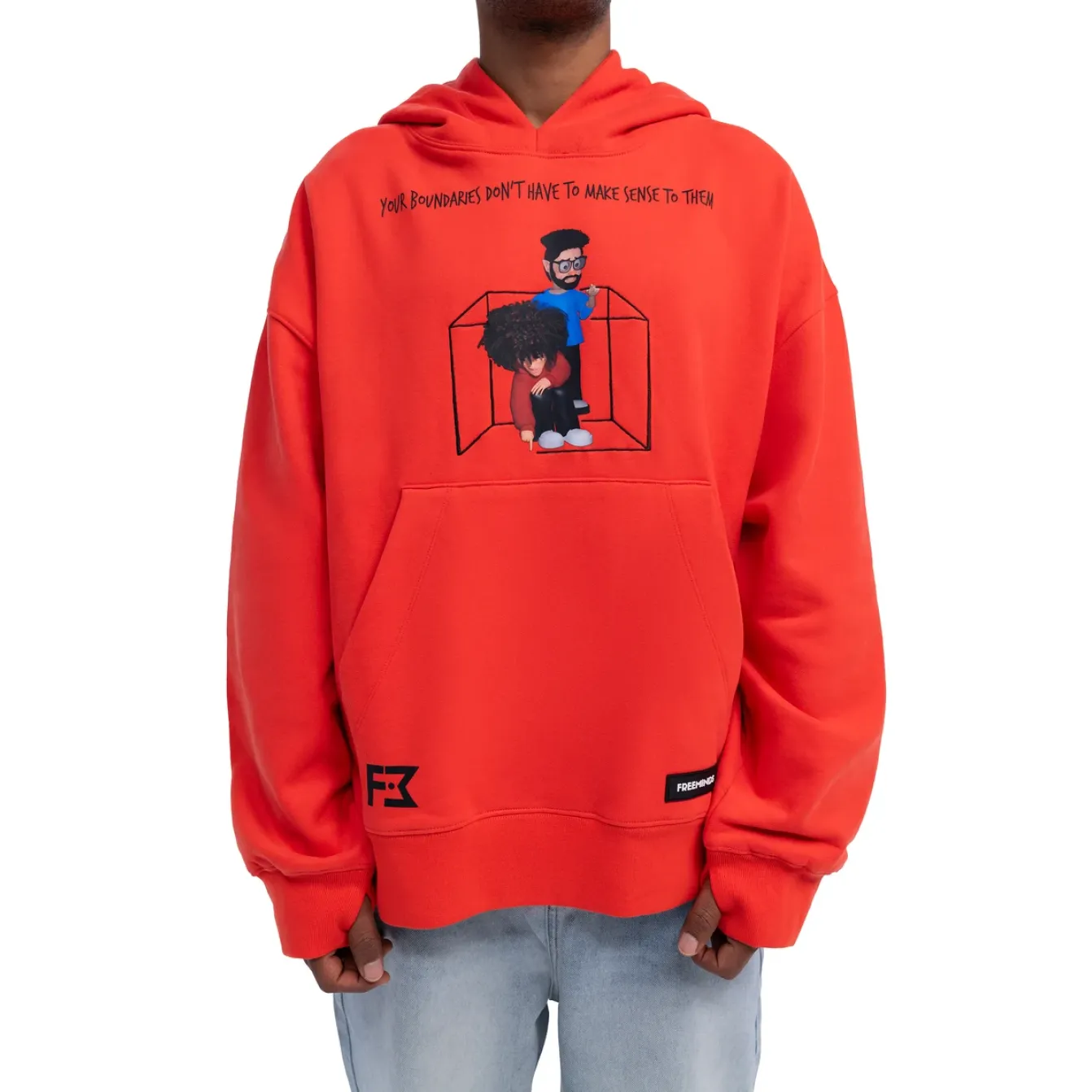Freeminds  - RADIANT RED BOUNDARIES OVERSIZED HOODIE
