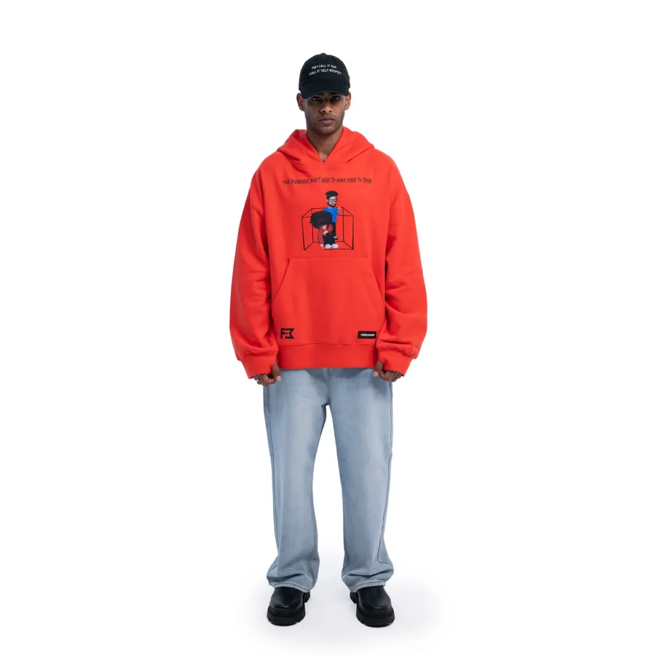 Freeminds  - RADIANT RED BOUNDARIES OVERSIZED HOODIE