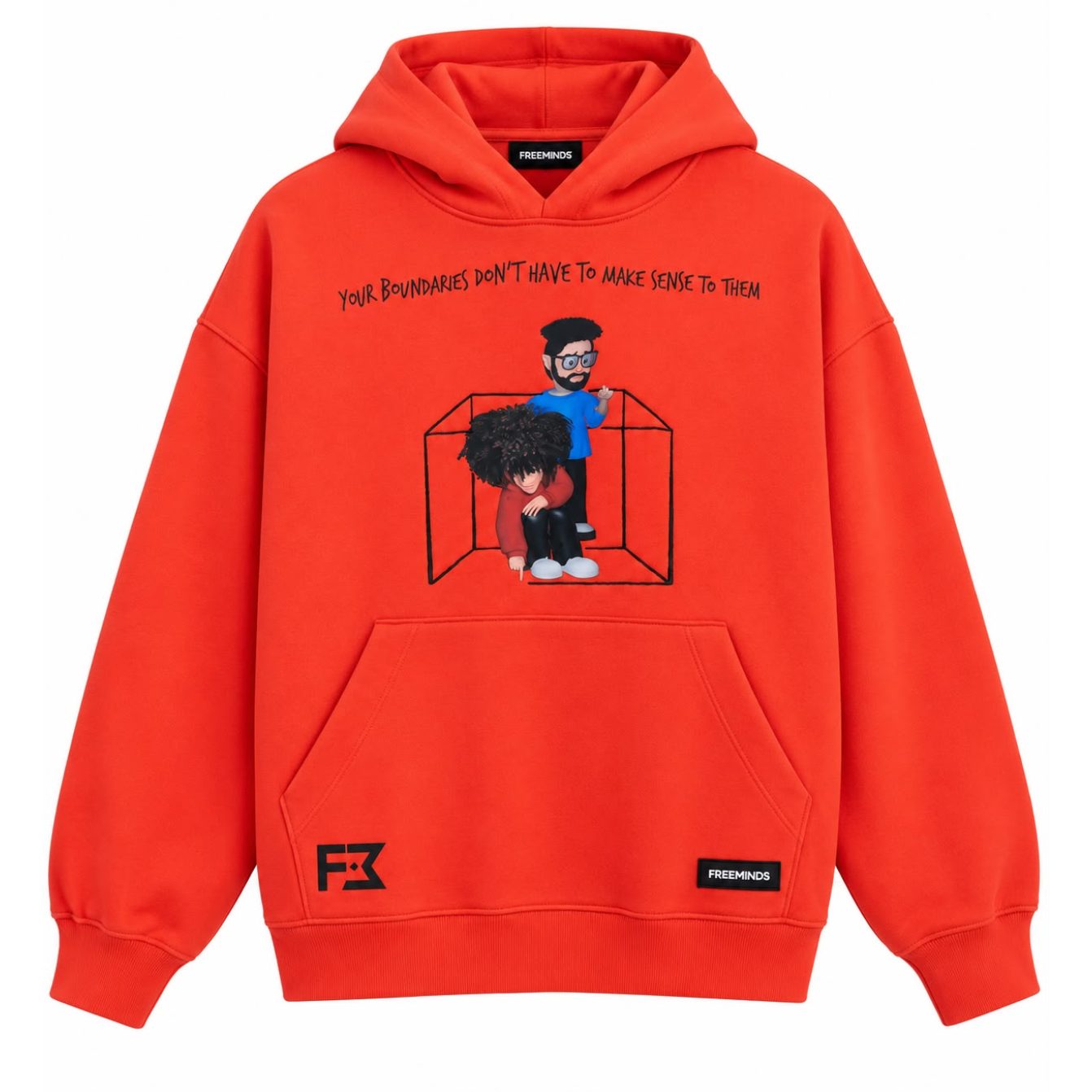Freeminds  - RADIANT RED BOUNDARIES OVERSIZED HOODIE