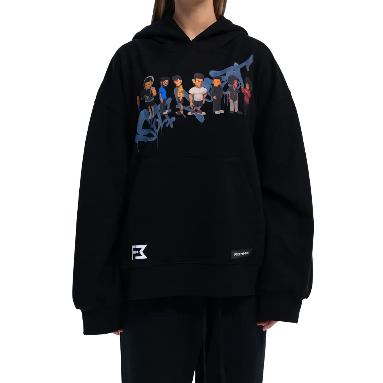 Freeminds - BLACK SELF-RESPECT CLUB OVERSIZED HOODIE