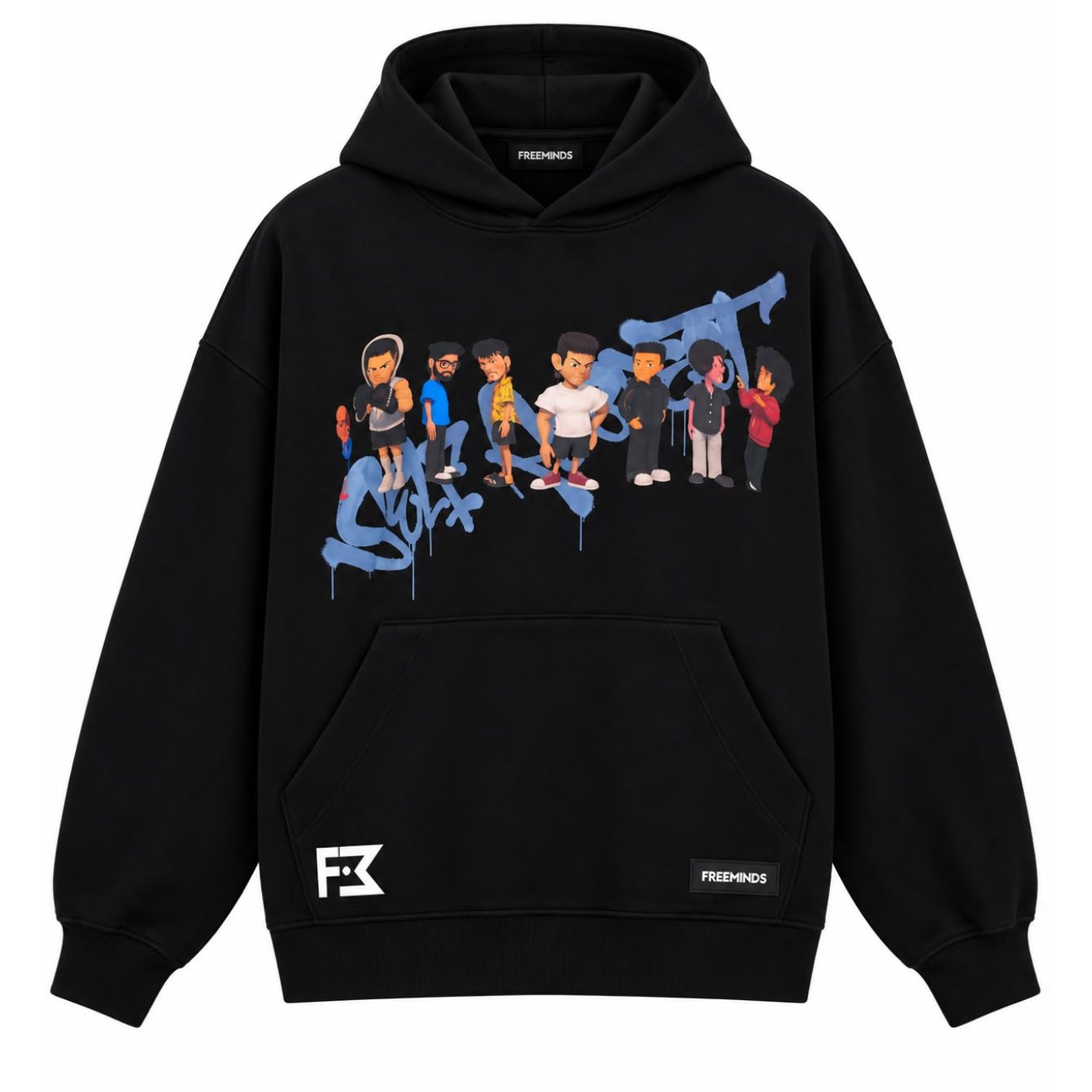 Freeminds - BLACK SELF-RESPECT CLUB OVERSIZED HOODIE