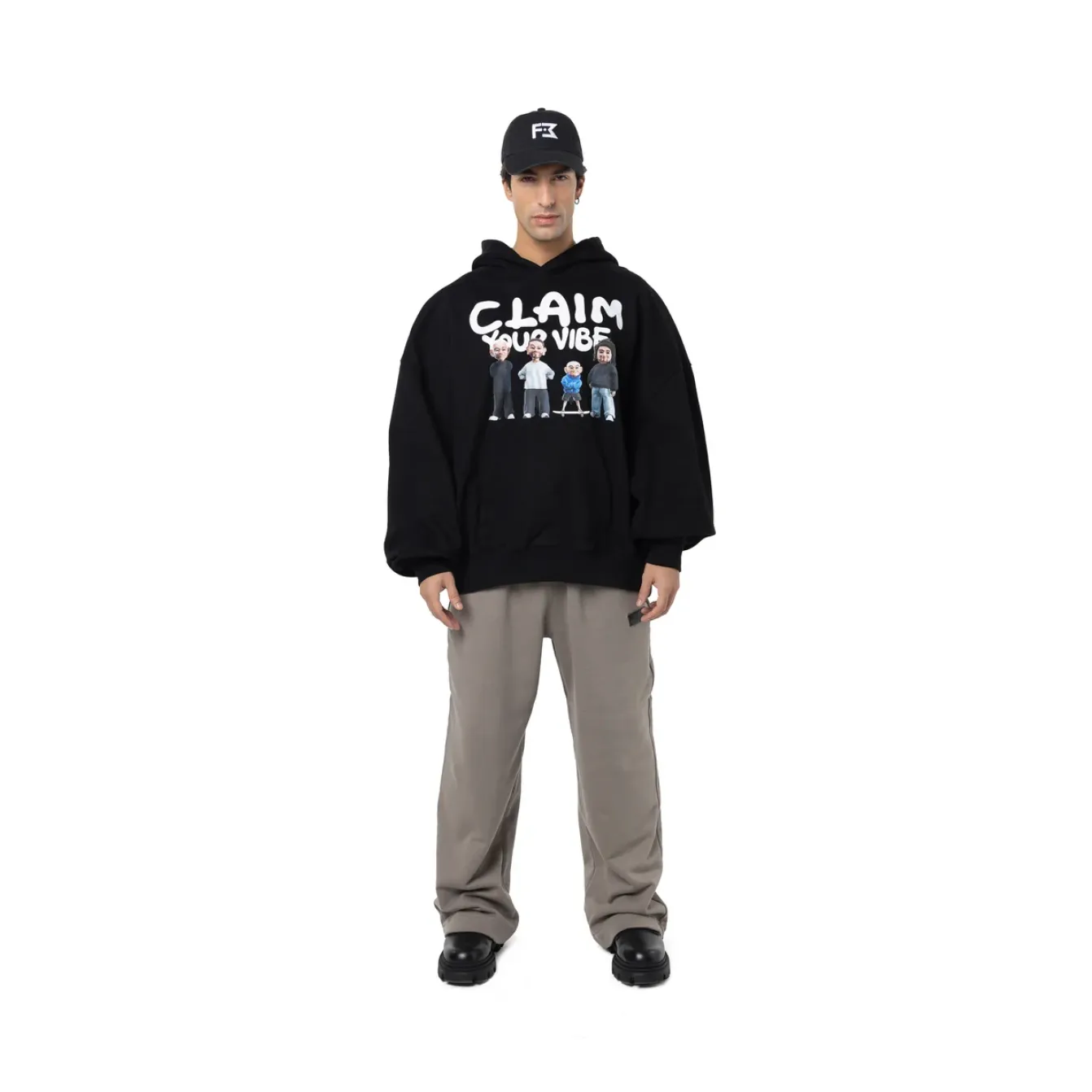 Freeminds - Claim your vibe fleece black hoodie Freeminds - Claim your vibe fleece black hoodie