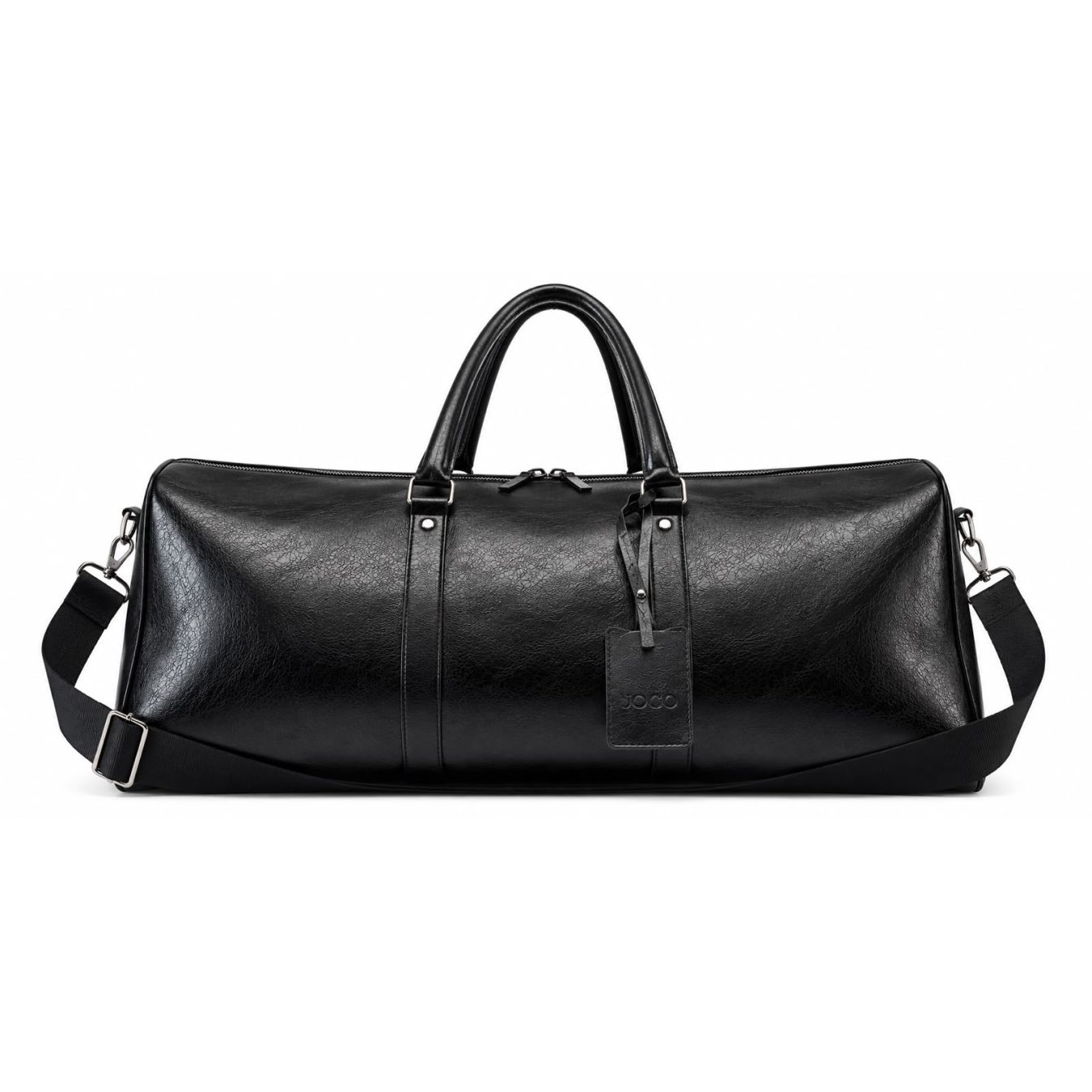 Black leather duffle bag Black leather duffle bag