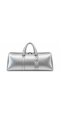 Silver leather duffle bag