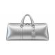 Silver leather duffle bag