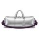 Silver leather duffle bag