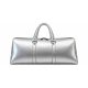 Silver leather duffle bag