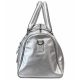 Silver leather duffle bag