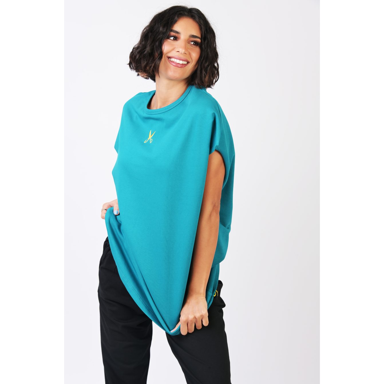 Short Sleeve Over Sized T-shirt - Petrol blue